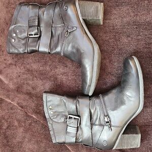 Josef Seibel Black Leather Moto Ankle Boots 37 7 7.5 EUC